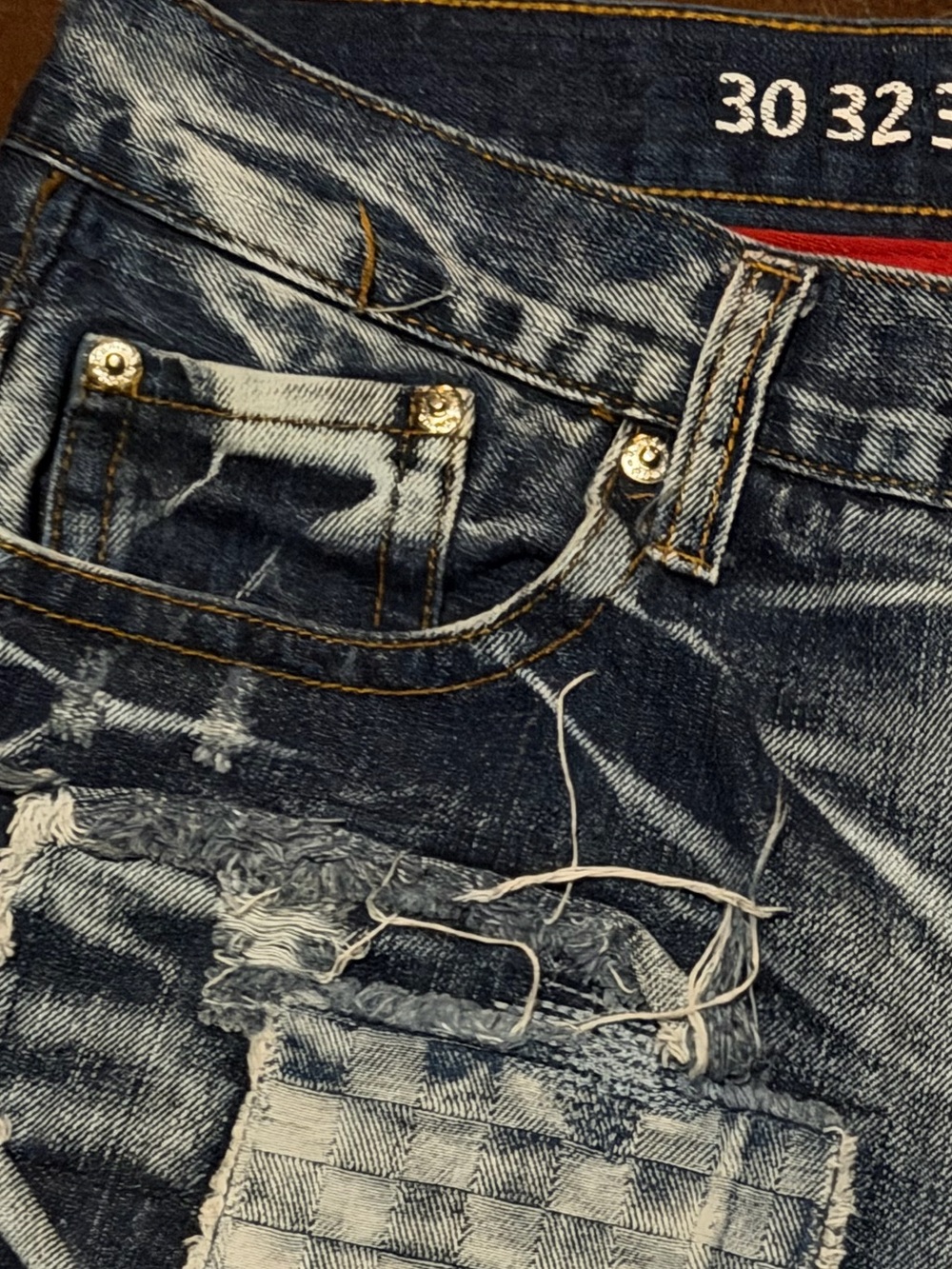 Distressed Dark Blue Men's Denim House Shorts - Picture 6 of 13